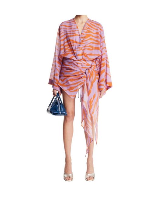 The Attico Red The Zebra Jacquard Mini Dress