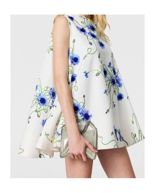 Stella McCartney Blue Cornflower Embroidered A-Line Dress