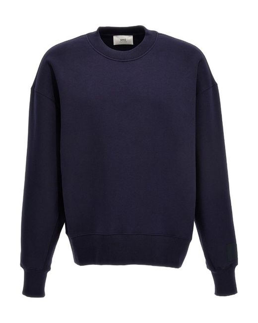 AMI Blue Crewneck Long-Sleeved Sweatshirt for men