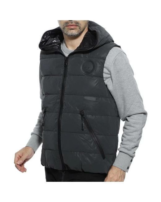 Hydrogen Black Hooded Vest Down Jacket for men