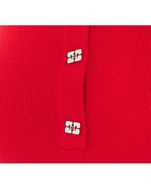 Ganni Red Ribbed Knit Sweater