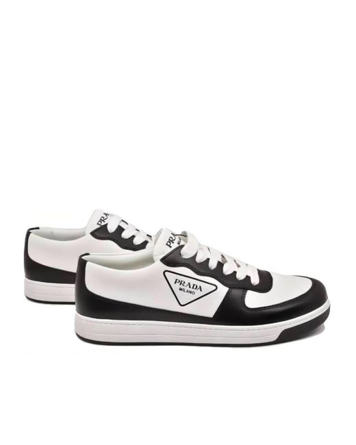 Prada White Logo Low-Cut Skate Shoes for men