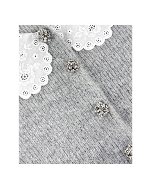 Self-Portrait Blue Lace Collar Cardigan