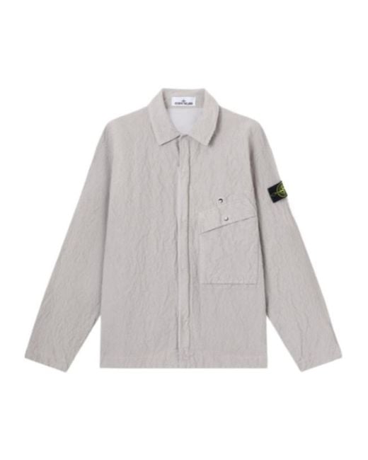 Stone Island Gray Pocket Textured Jacket for men