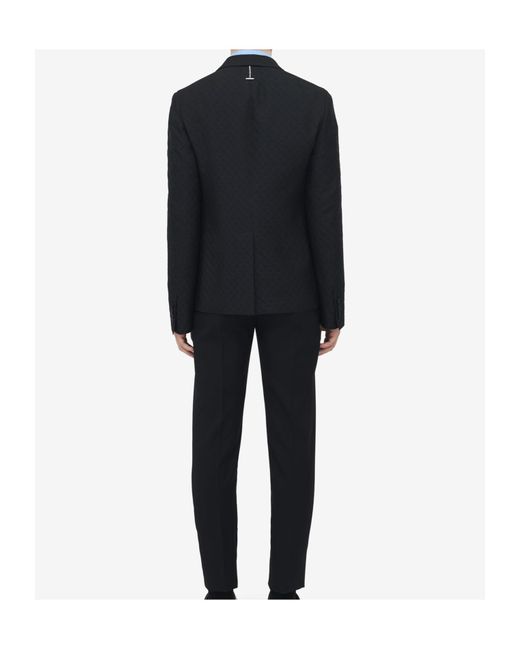 McQueen Blue Skull Jacquard Single Breasted Blazer for men