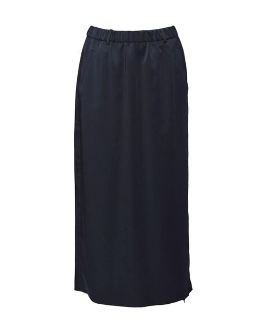 Aspesi Blue Long Satin Skirt