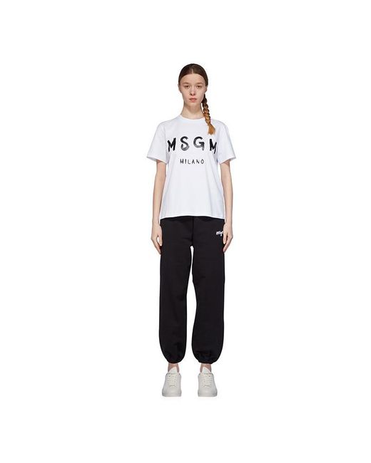 MSGM White Logo Details T-Shirt