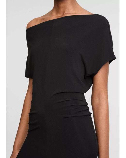 Vince Black Draped-Design Midi Dress
