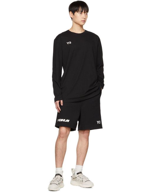 Y-3 Black Logo-Print Long-Sleeve T-Shirt for men