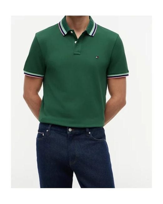 Tommy Hilfiger Green Regular Fit Tipped Polo Shirt for men