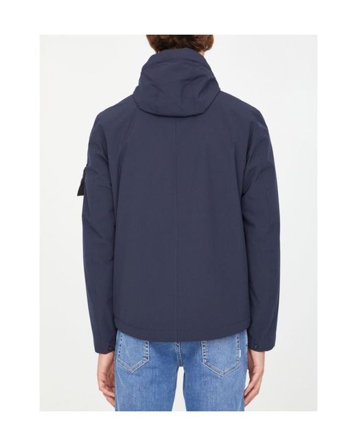 Stone Island Blue Hoded Zipper Casual Jacket for men