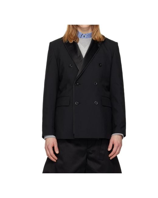 Sacai Black Wool Blend Suit Jacket for men