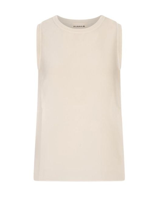 P.A.R.O.S.H. Natural P.A.R.O..H. Satin Sleeveless Blouse