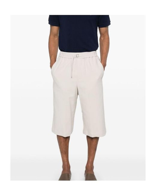 AMI White Logo Plaque Belted Shorts for men