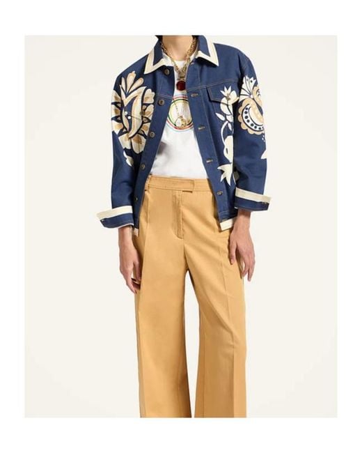 LaDoubleJ Blue Floral-Print Denim Jacket
