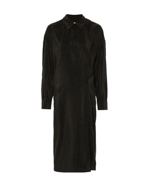 Lemaire Black Straight Collar Twisted Dress
