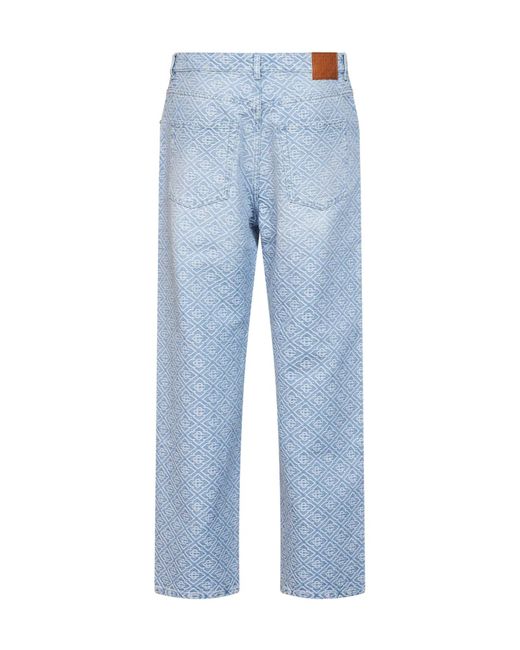 Casablanca Blue Monogram Straight-Leg Jeans for men