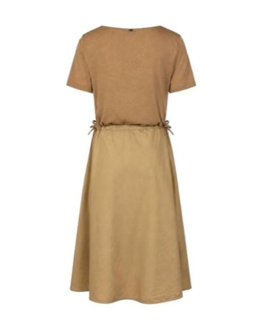 Herno Natural Drawstring Pleated Midi Dress