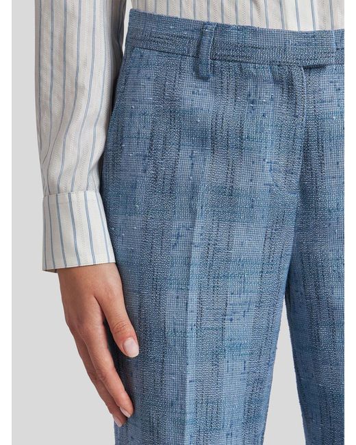 Etro Blue Textured Straight Leg Pants