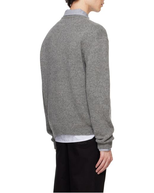 Maison Kitsuné Gray Maison Kitsuné Dressed Fox-Intarsia Crewneck Jumper for men