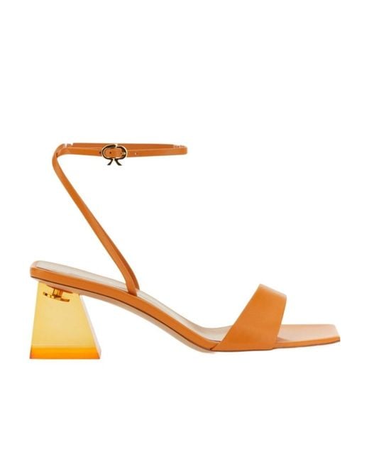 Gianvito Rossi Metallic Square-Toe Ankle Strap Sandals