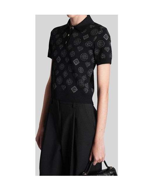 Casablanca Black Monogram Jacquard Polo
