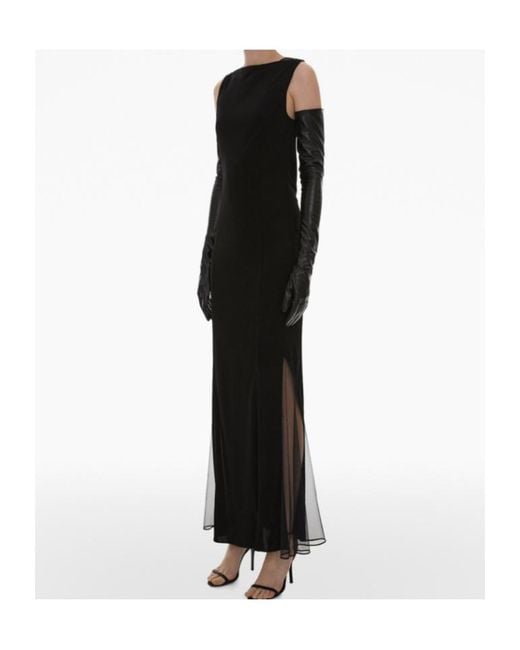 Helmut Lang Black Sheer-Panelled Sleeveless Maxi Dress