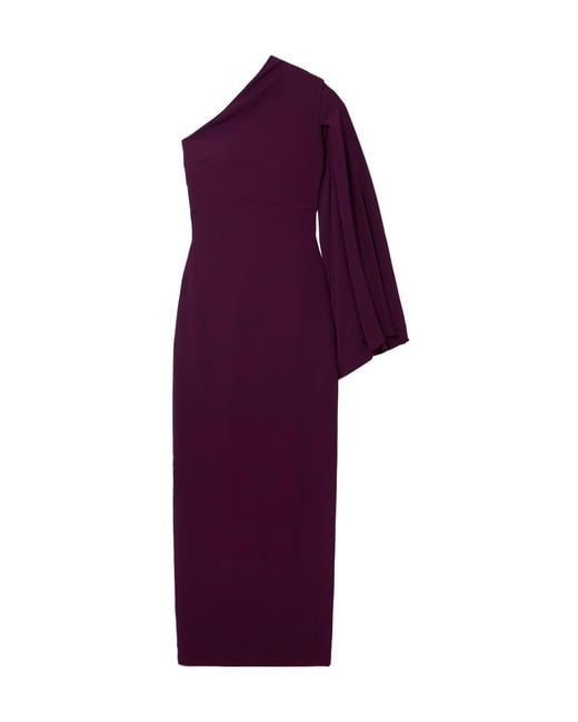 Solace London Purple Elisa One-Sleeve Crepe Gown