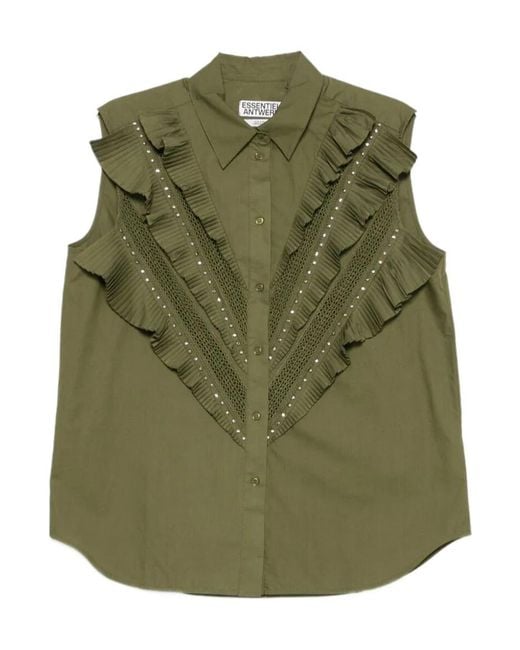 Essentiel Antwerp Green Jeandarlene Embellished Sleeveless Shirt