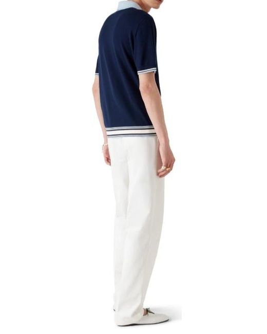 Casablanca Blue Knitted Tennis Polo Shirt for men