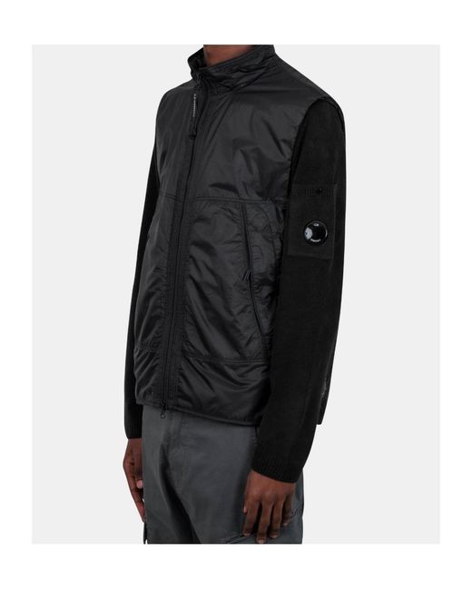 C P Company Black Zip-Up Logo-Detail Gilet for men