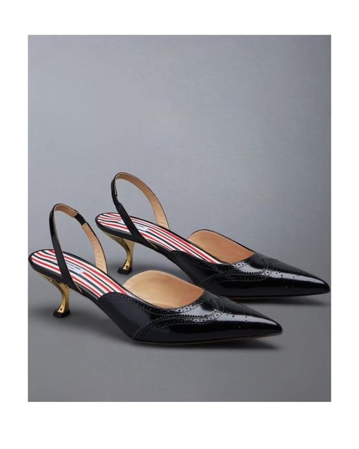 Thom Browne Black Pointed-Toe Slingback Pumps