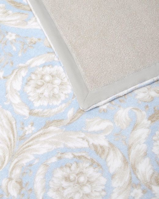 Versace White Barocco-Print Cotton Bath Towel for men