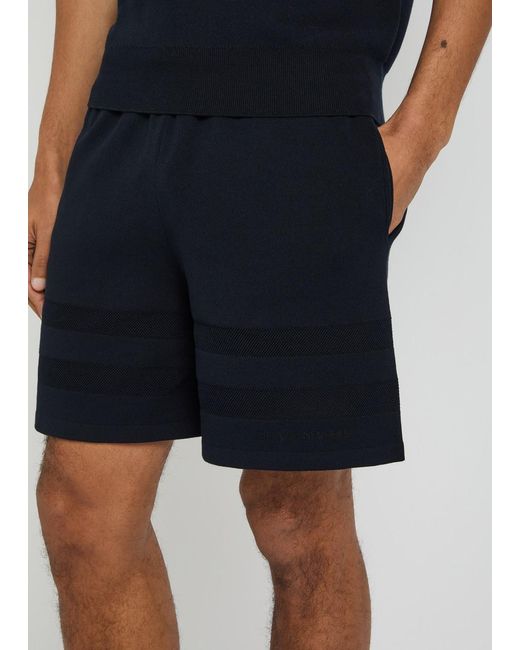 Givenchy Blue Textured Knit Cotton-Blend Shorts for men