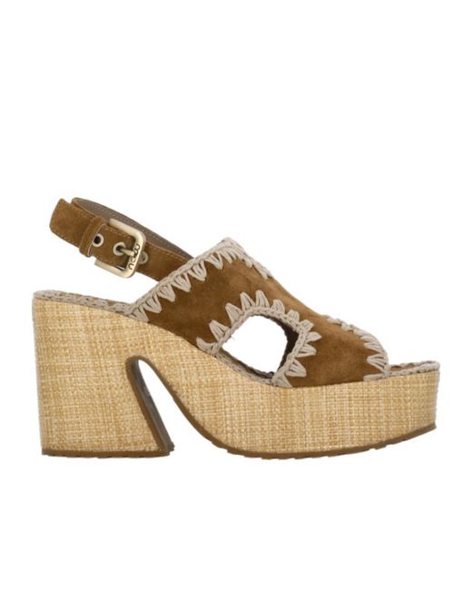 Mou Metallic Backstrap Platform Sandals
