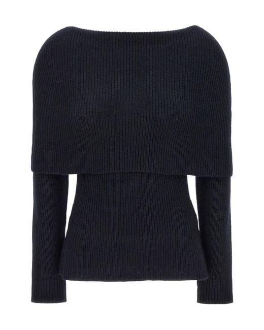 Fabiana Filippi Blue Off The Shoulder Long Sleeve Knitted Top