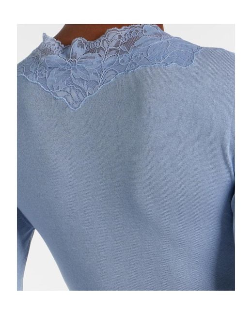 AYA MUSE Blue Lace-Trimmed Maxi Dress