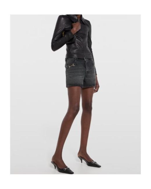 Gucci Black Cotton Denim Shorts With Horsebit