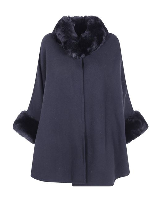 Twinset Blue Faux-Fur Cape