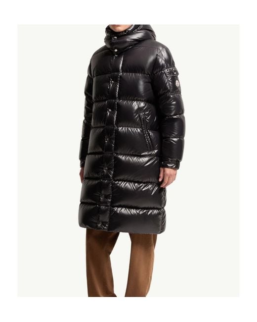 Moncler Black Hanoverian Hooded Square-Quilted Long Down Jacket for men