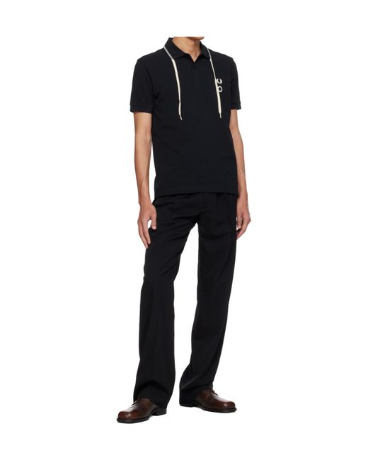 Craig Green Black X Fred Perry Collaboration Drawstring Polo Shirt for men