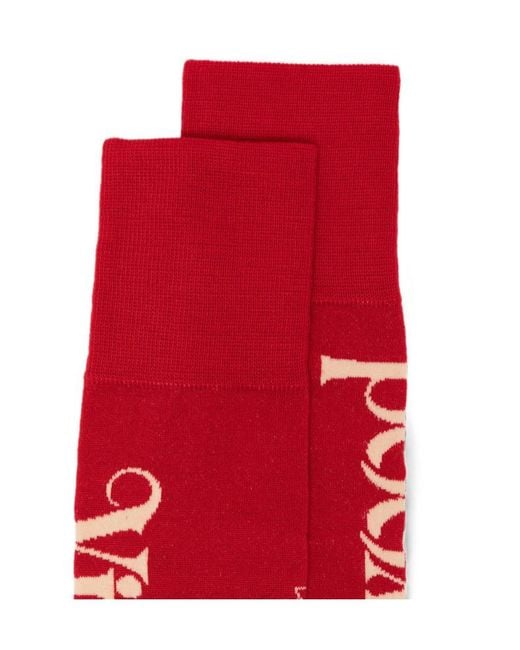 Vivienne Westwood Red Logo-Print Orb-Motif Socks for men