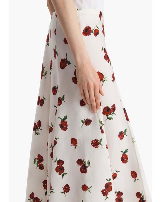 Khaite Pink Lenno Floral Printed Midi Skirt