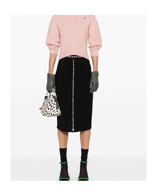 N°21 Black High Waist Embellished Midi Skirt
