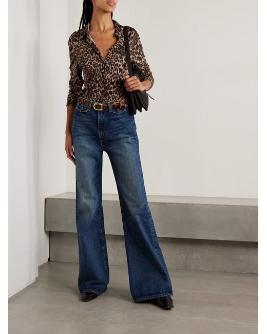 Nili Lotan Blue Edira High-Rise Flared Jeans