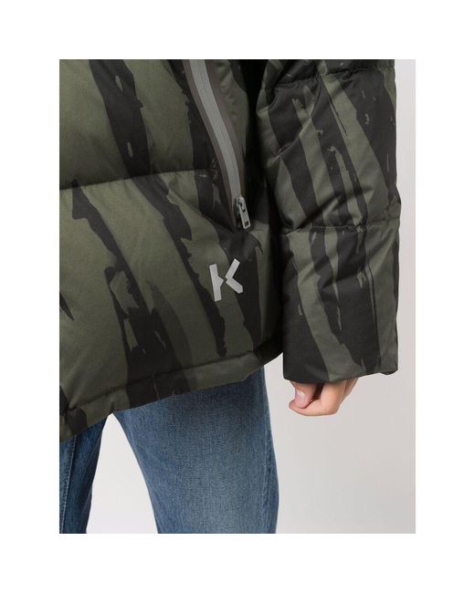 KENZO Green Pleat Camo-Print Puffer Jacket for men