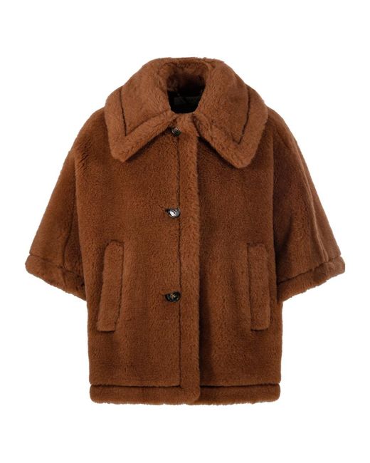 Max Mara Brown Collared Short-Sleeved Coat