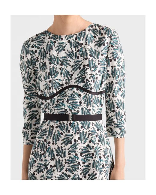 Prada Gray Printed Pongé Dress