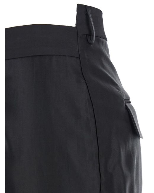 Semicouture Black Belt-Loop Wool Trousers