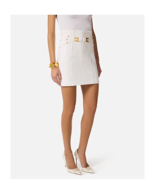 Elisabetta Franchi White High Waist Mini Skirt